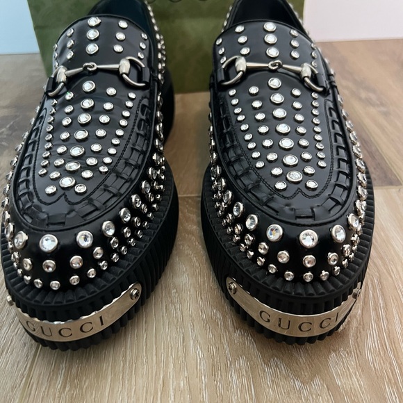 RARE Gucci Crystal Emellished Platform Loafer Unisex - Picture 3 of 9